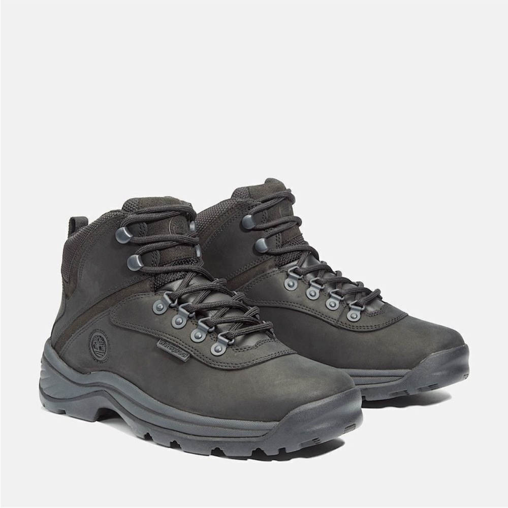 Timberland Women’s White Ledge Waterproof Mid Hiker Black Leather Boot Sz 8.5